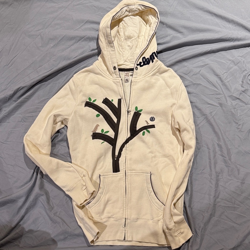 Element Cream Hoodie with Tree Design